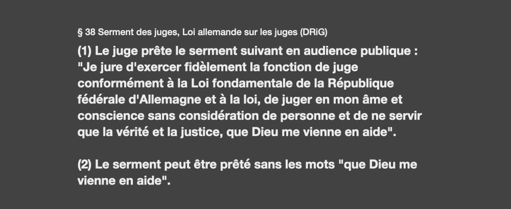 Serment des juges République fédérale d'Allemagne