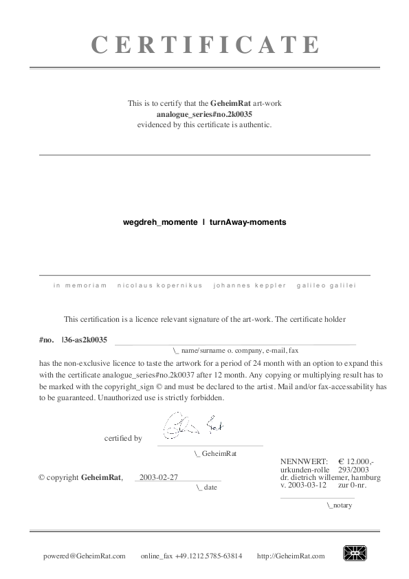 Certificat de 2k0035