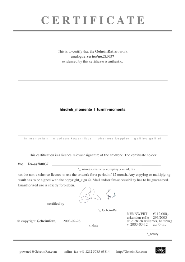 Certificat de 2k0037